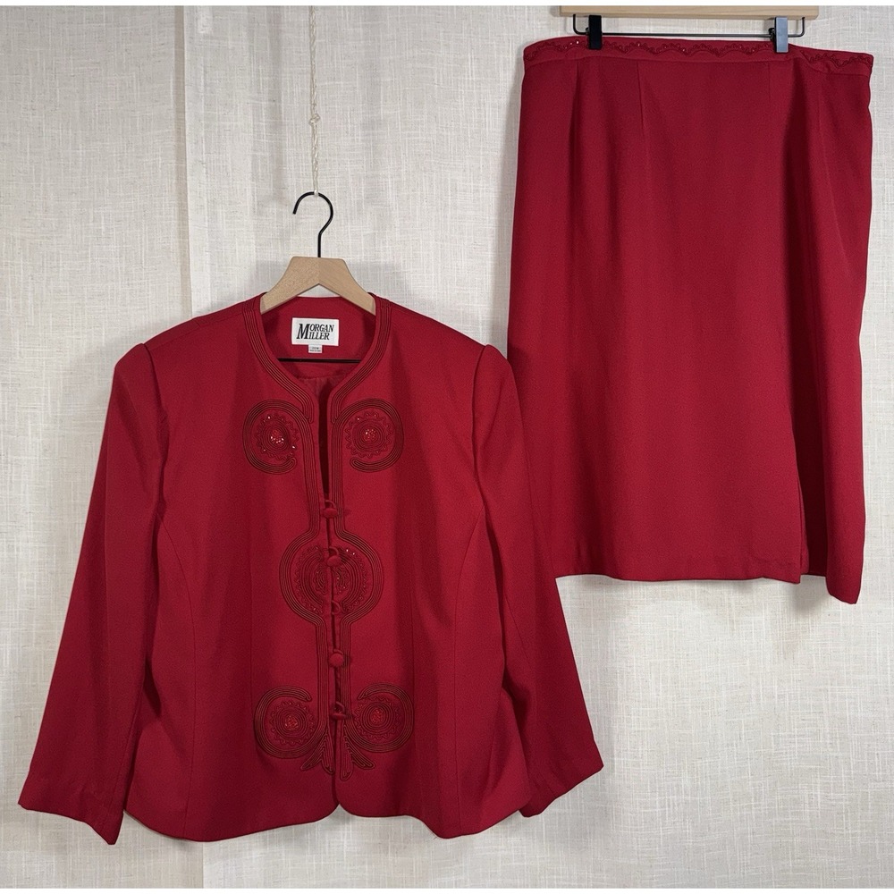 Vintage Morgan Miller 2 pc Women's Suit Set Blazer Skirt Sz 20 Church